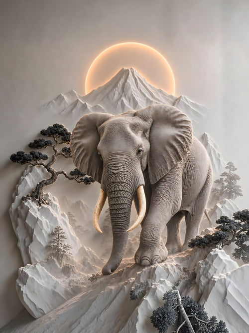 Elefante Sacro e Monte Fuji, opera della collezione Zenith by daveY