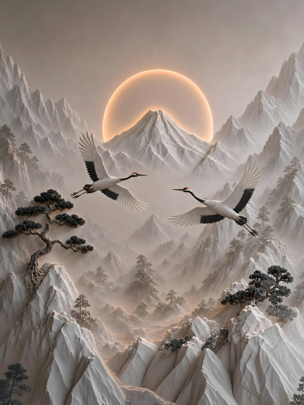 Il Volo delle Gru Sacre sul Monte Fuji